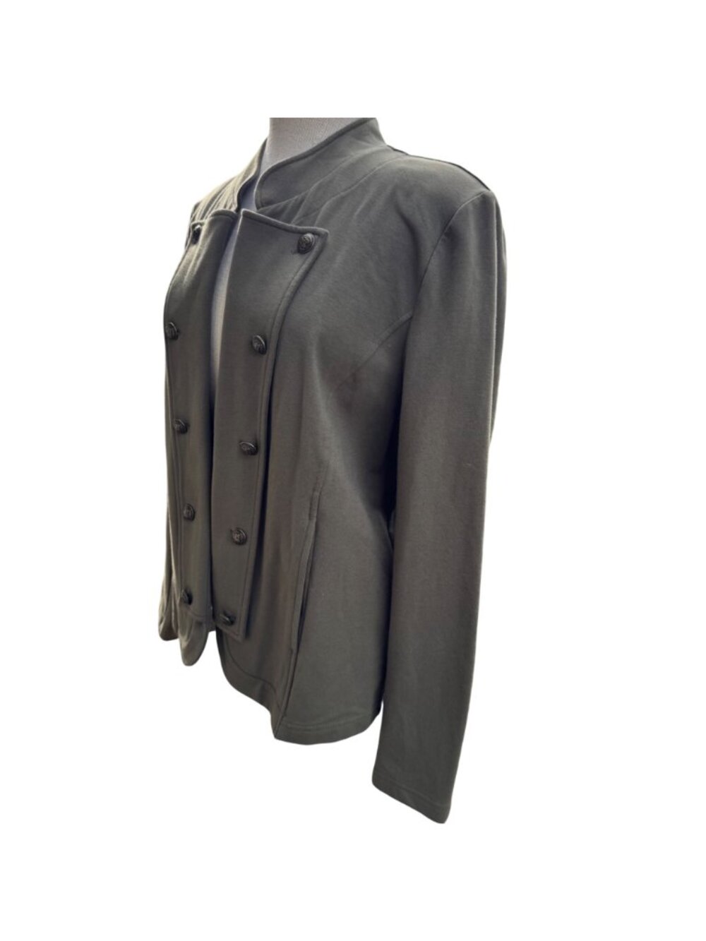 Tommy Hilfiger Women Band Jacket Olive Green XL Cotton Blend Double Breasted New - Picture 8 of 15